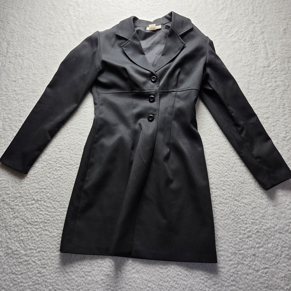 Alyn Paige Dress Juniors 7/8 Black Collared Sheath Button Long Sleeve Work
